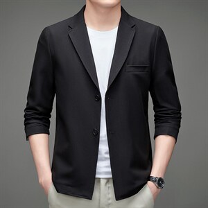 2023秋季新款男装休闲风衣中老年西服纯色上衣外套MNSAX1-P205,男装西服,电商B212（原钱塘6029）