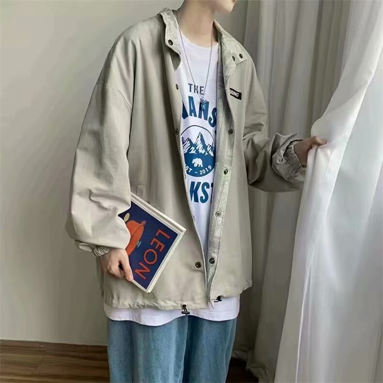 韩版港风工装日系外套宽松潮流ins超火洋气秋装夹克W1283-P55,男装夹克,星座512-4