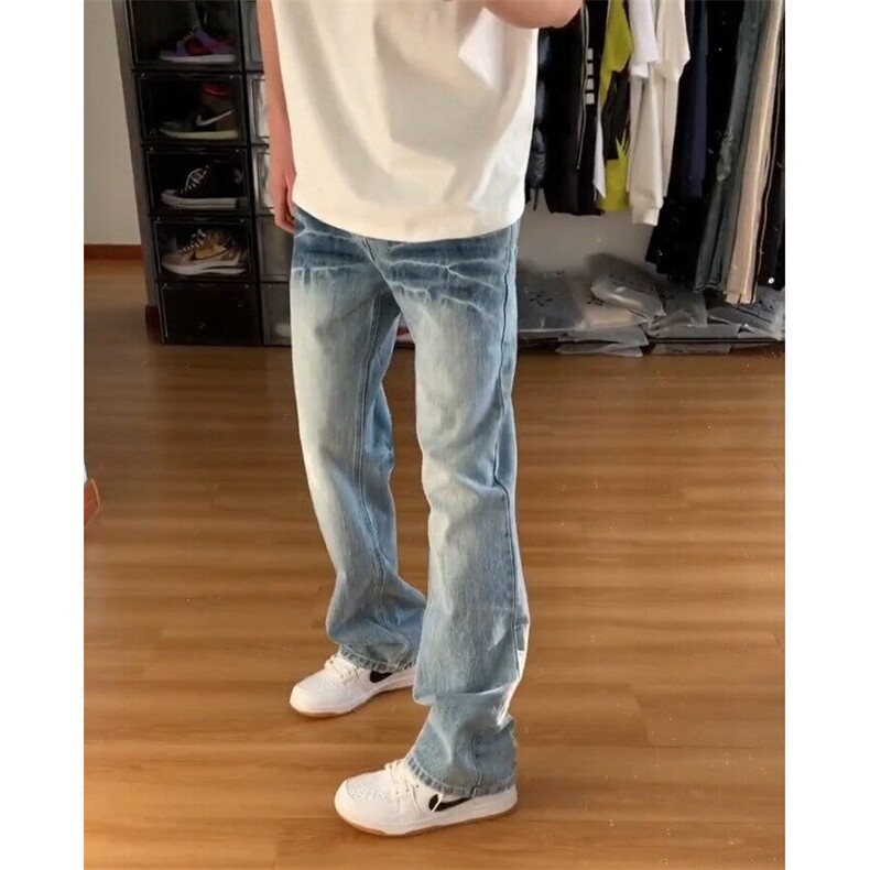 【现货特P】春装cleanfit牛仔裤男款裂纹美式高街裤子,男装牛仔裤,星座610A