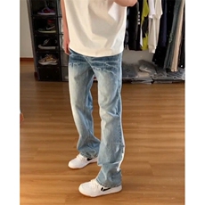 【现货特P】春装cleanfit牛仔裤男款裂纹美式高街裤子，男装牛仔裤，星座610A