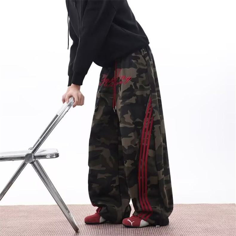 刺绣美式高街工装迷彩牛仔裤男士春秋季宽松直筒男生水洗休闲长裤,男装牛仔裤,星座813-2
