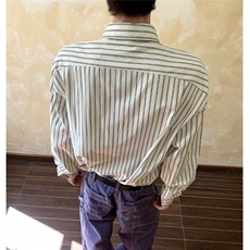 复古条纹长袖衬衣男春秋季衬衫男女休闲宽松开衫外套WLK4288-P44，男装衬衫，星座1008
