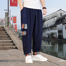 男士休闲裤灯芯绒长裤新中式灯笼裤哈伦萝卜裤XZ1512-2522裤-P50，男装休闲裤，星座1512
