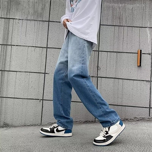 直脚流行牛仔裤潮男长裤夏季水洗宽松直筒拉链911-3-KK002-P35