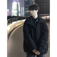 冬季菱形格棉服男黑色美式面包服潮牌高街保暖立领外套WLL13-P88，男装棉衣，星座1008-1