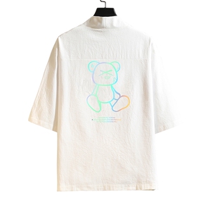HF59139-P40风汉服男开衫外套七分袖道袍 砖墙挂拍图片
