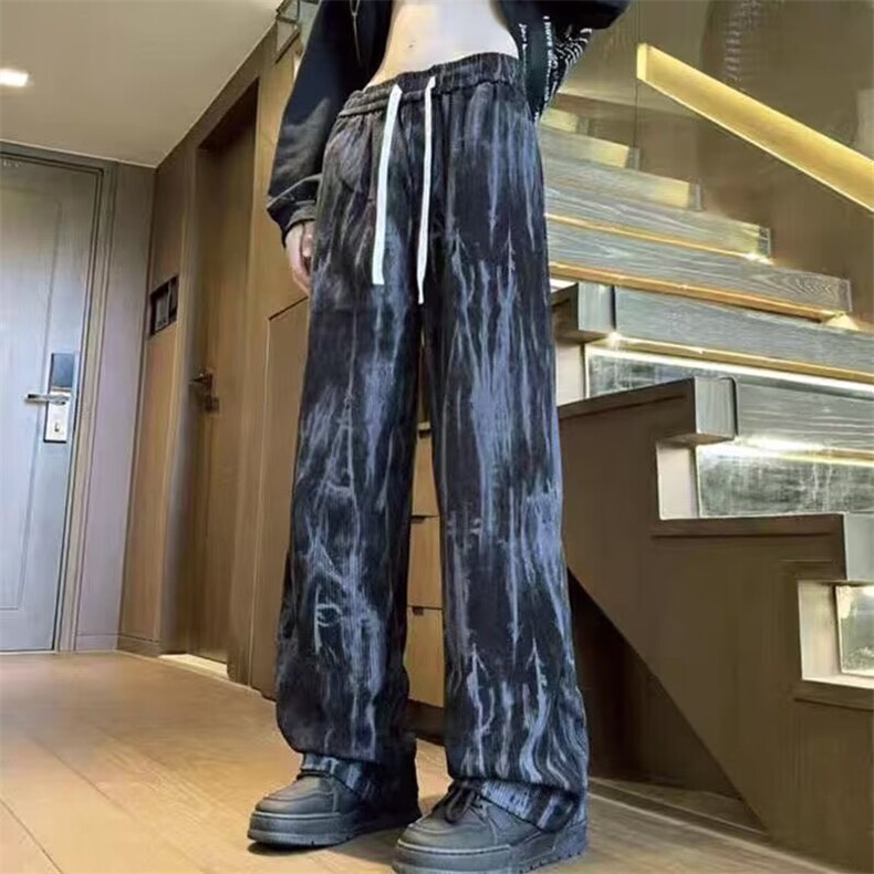 1506A/G8020/P33秋季新款扎染休闲长裤潮流直筒宽松裤子1，男装休闲裤，星座1506A