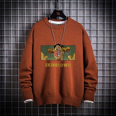 1日系圆领宽松中性情侣潮流大码M-5XL印花毛衣男7678P48加绒P55，男装针织衫/毛衣，星座226-2