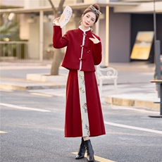现货新中式提花90羽绒服套装纯色女2025冬季新款超好看保暖女，女装套装/套裙，韩宇舍
