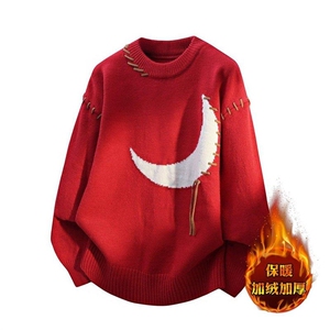 84603R-P60秋冬款圆领针织毛衣男加绒加厚套头潮牌打底衫图片