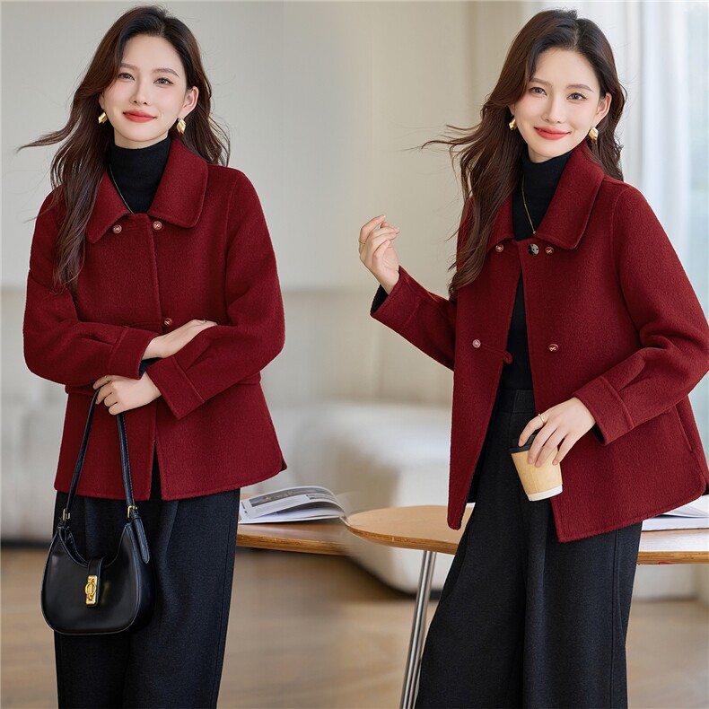 现货双面呢羊绒大衣，女装双面呢大衣，韩派