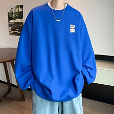 华夫格卫衣圆领卫衣男大码长袖t恤男外套HW76292-P30加绒款-P40，男装卫衣，电商A040