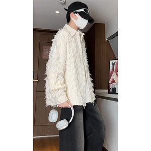 流苏宽松长袖衬衫男KD621-P50控78图片