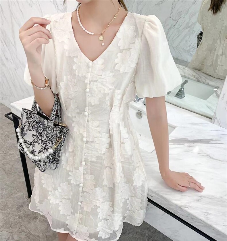 连衣裙V领收腰显瘦，女装连衣裙，雅诺希