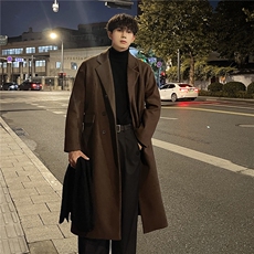冬季新款韩版男士过膝毛呢大衣休闲长款呢料外套A430-DY27P128，男装毛呢大衣，电商A430（原星座702）