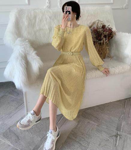21007点点灯笼袖连衣裙图片