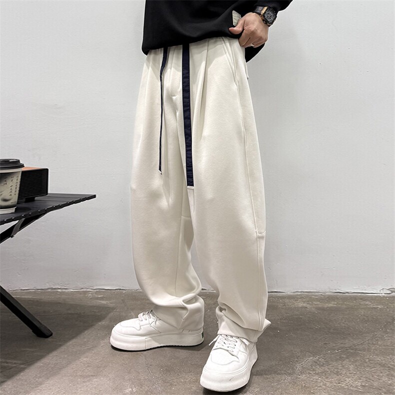 休闲裤撞色卷边运动卫裤宽松微弯刀直筒休闲裤501P80,男装休闲裤,电商B332-1