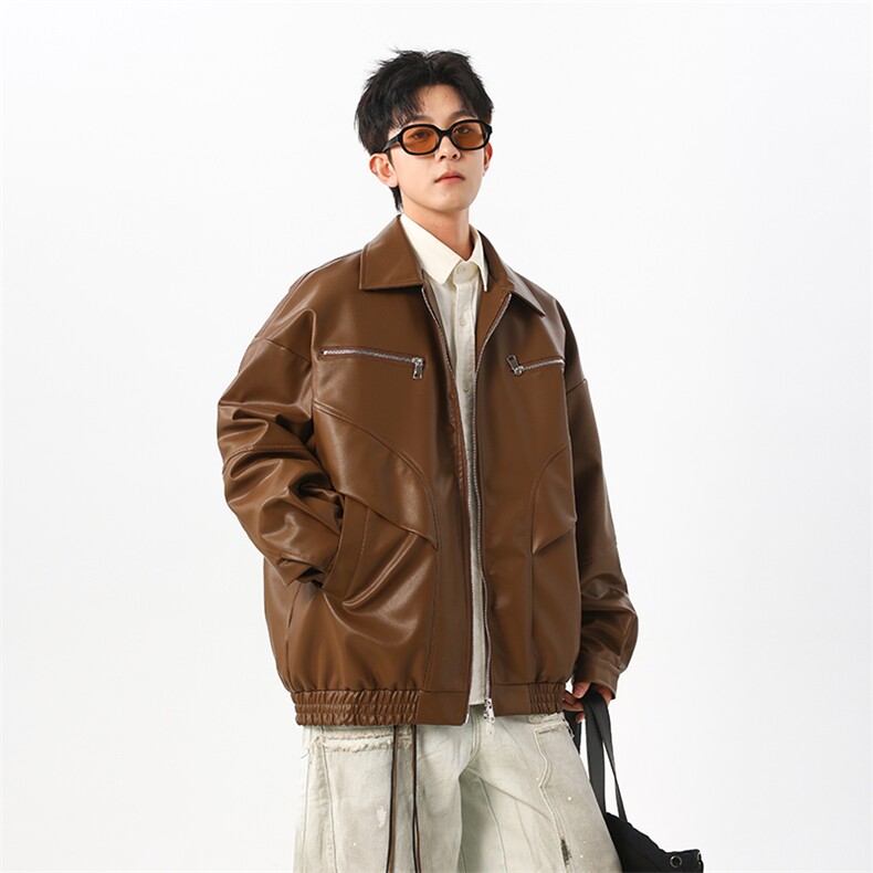 2025秋季新款美式设计感皮衣外套JK308-P85控138聚氨酯，男装皮衣，星座302A