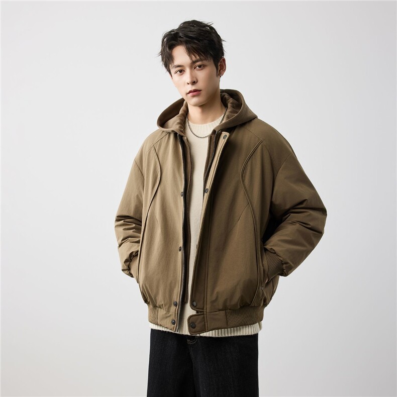 2025美式高街解构设计感水洗连帽夹克男复古宽松连帽外套，男装夹克，电商D215