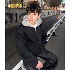 抖音得物高品质二开25秋冬美式重磅宽松结构双面连帽卫衣外套W68，男装卫衣，电商A486