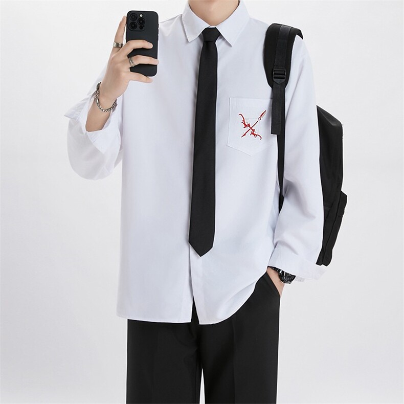 短袖白衬衫基础款dk制服内搭衬衣领带男女生拍照表演班服搭配套装,男装T恤,星座506A