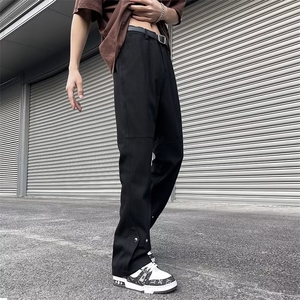 2024春夏新款牛仔裤长裤美式高阶纽扣拼接潮裤NZ7200-P48图片