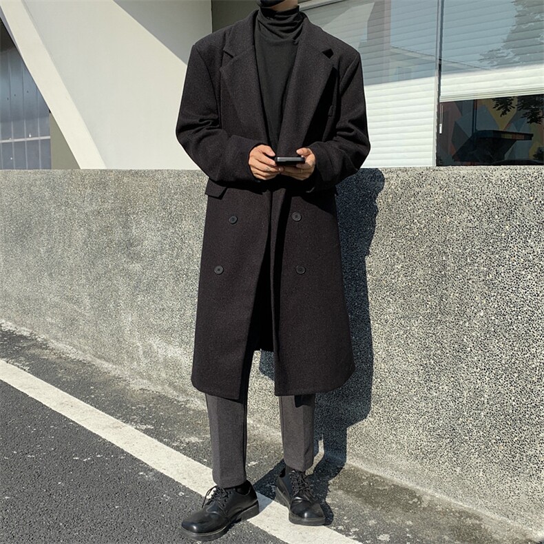 冬季双排扣毛呢大衣男士韩版中长款风衣外套西装F1252特P95,男装西服套装,星座309（原A406）