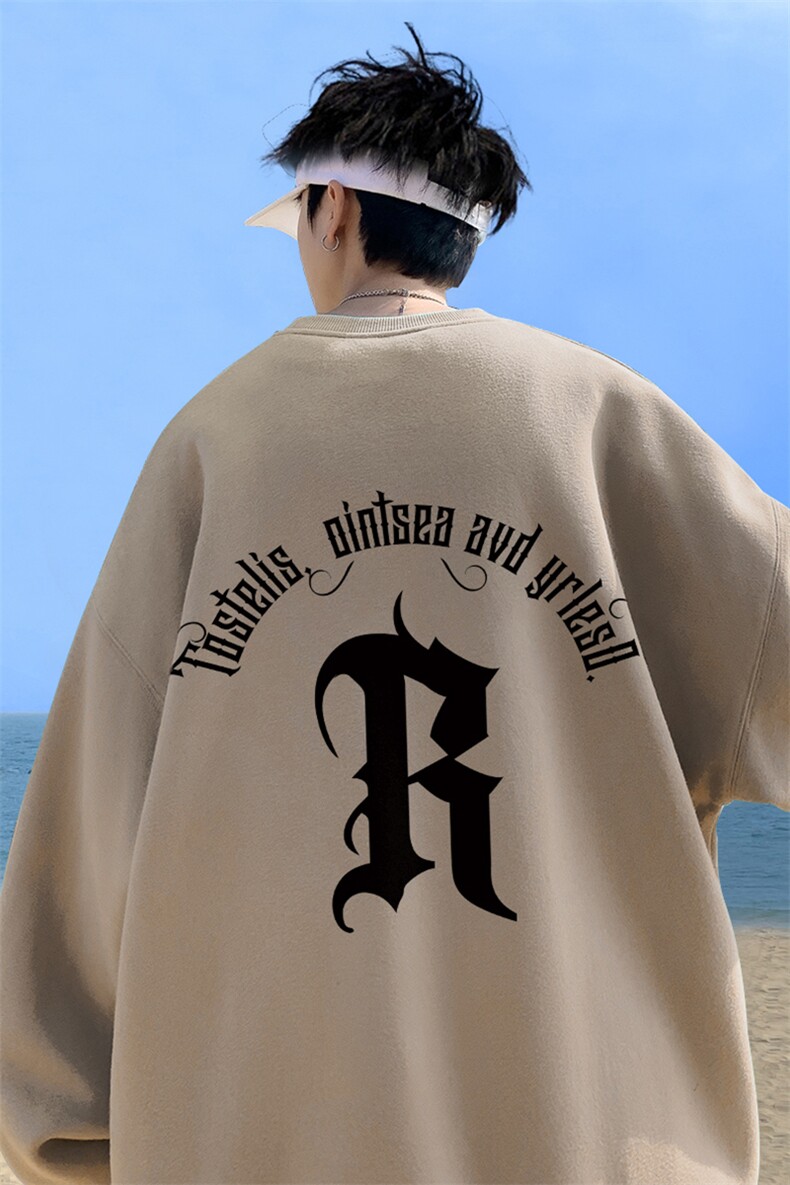 ！直播品质重磅宽松大码港风R印花圆领卫衣WY73-特p28,男装卫衣,星座508（原C305）