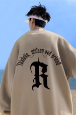 ！直播品质重磅宽松大码港风R印花圆领卫衣WY73-特p28，男装卫衣，星座508（原C305）