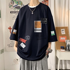 Q11121-P30春夏季七分袖t恤男大码五分袖男短袖中袖，男装T恤，电商A040