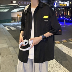 夏季衬衫男短袖潮牌ins痞帅排扣衬衣夏季薄宽松1008-1-CS009-P28，男装衬衫，星座1008-1