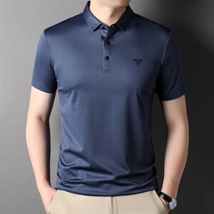 中青年品牌高端轻奢POLO翻领衫男士宽松弹力上衣冰丝短袖T恤男图片