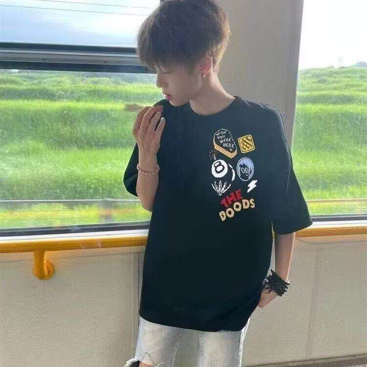 DX698HH-特P35美式字母刺绣重磅短袖t恤男女款夏季,男装T恤,星座1007（原301D）