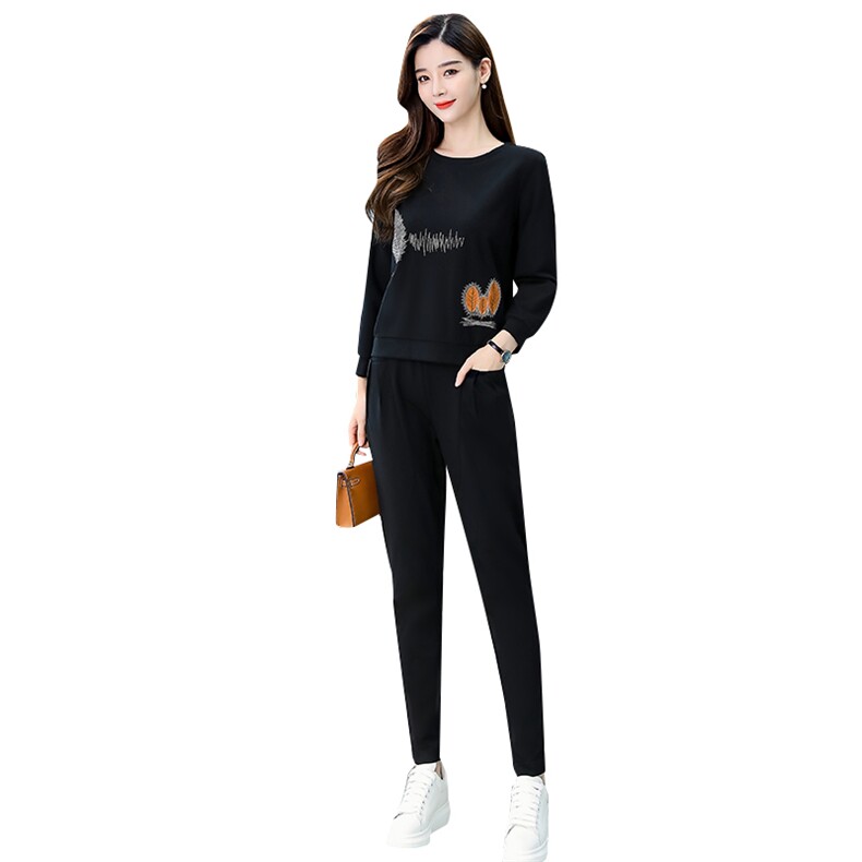 运动套装女2023年春秋新款大码小个子时尚跑步休闲两件套洋气减龄,女装套装/套裙,梦依杭