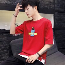 家乐6935-P30男士短袖t恤2021夏季韩版潮流半截袖修身夏装潮牌，男装T恤，电商D310（原电商305）