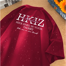 抖音得物供货现货美式潮美式满天星亮片潮牌宽松印花T恤AMTX02，男装T恤，电商A443