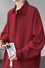 8XL-M泡泡纱盐缩肌理长袖衬衫男夏季冰丝外套防晒衬衣CS29007P40，男装衬衫，电商B312