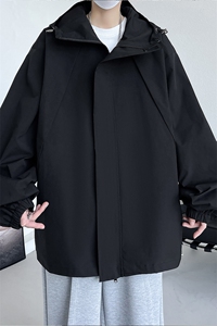 JK9082/P65秋装新款防风防水冲锋衣夹克男潮宽松大码上衣外套图片