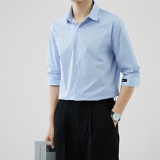 轻熟风夏季男士七分袖条纹衬衫修身休闲衬衣A236-C667-P58，男装衬衫，电商A236