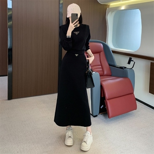 时尚洋气休闲女秋季高级感圆领卫衣半身裙两件套,双股背带裙搭配图片