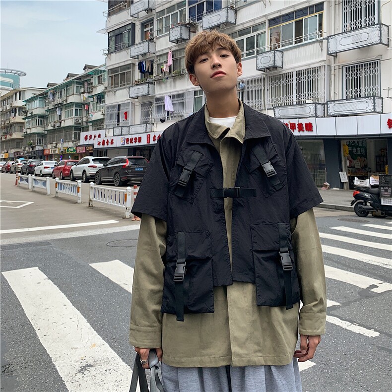 20秋ins网红两件套工装夹克宽松立领潮流外套日系上衣mj353-p138,男装风衣,电商B288