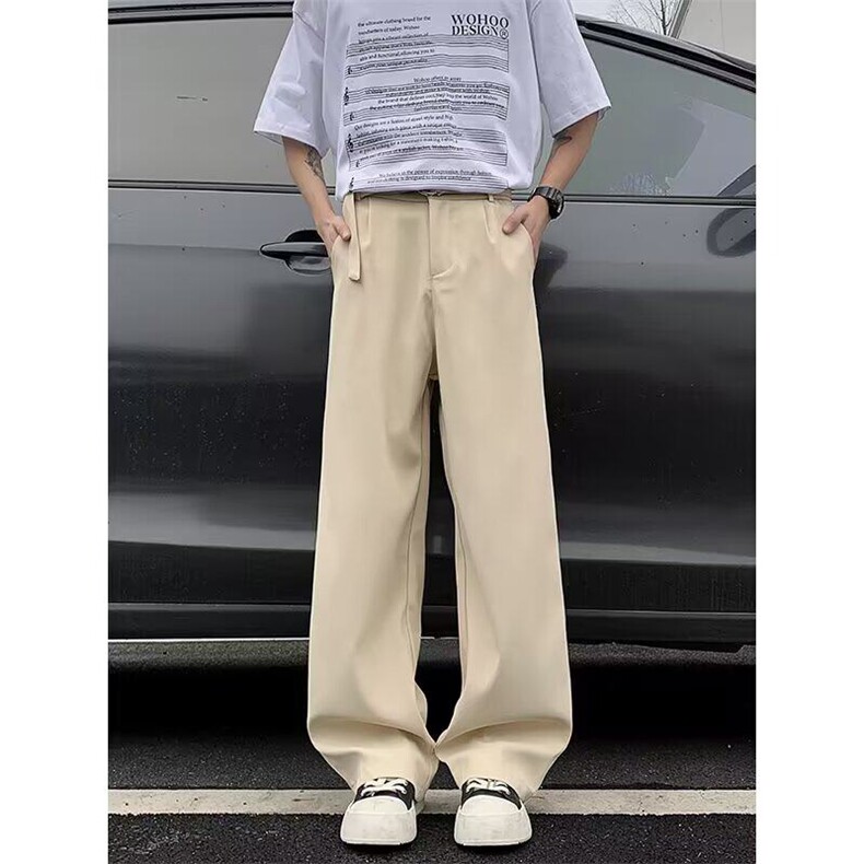 垂感西裤男美式潮牌宽松高级感百搭阔腿休闲长裤子男,男装休闲裤,星座506B