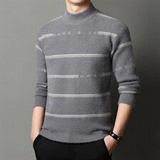 LB963男式2023年冬季新款长袖半高领保暖毛衣针织衫P70图片