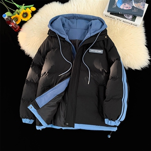 现货 抖音得物供视频 三防加厚羽绒假两件连帽棉衣外套棉服MY8082图片