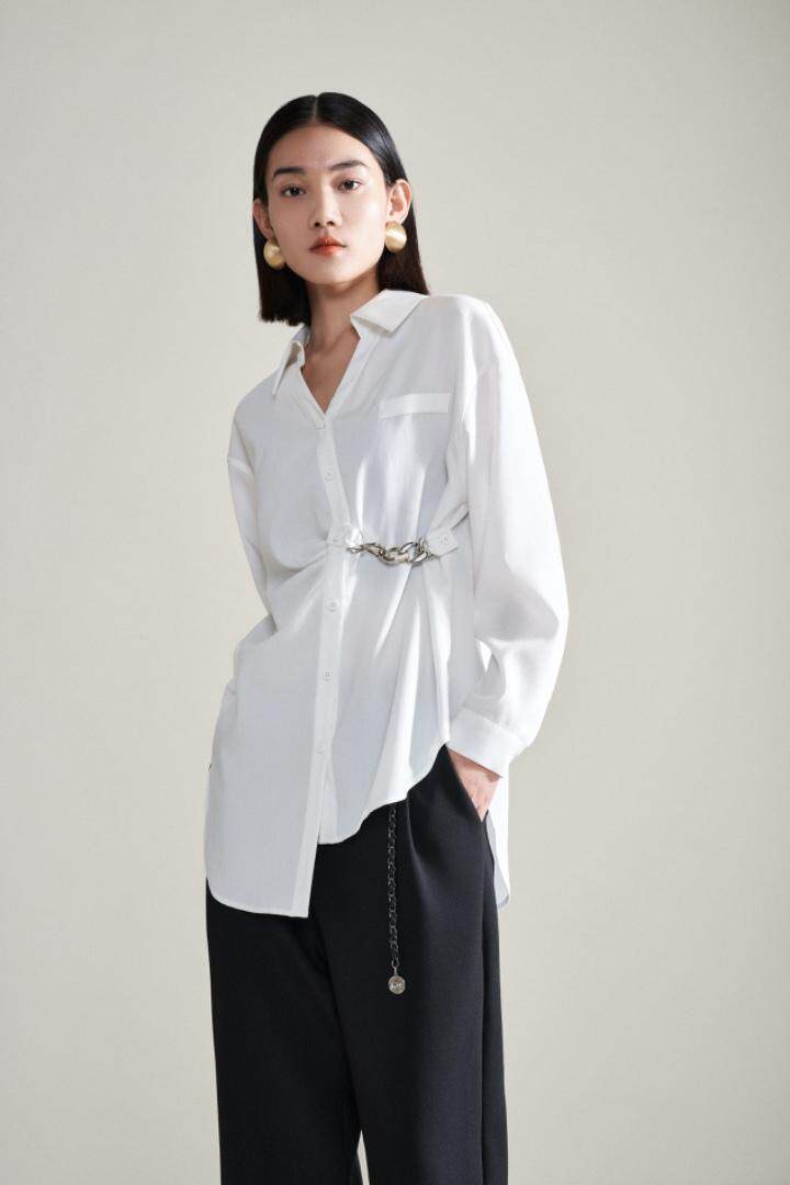 【现货】22秋季新品不规则下摆衬衫，女装衬衫，"JINI PIUS及加"