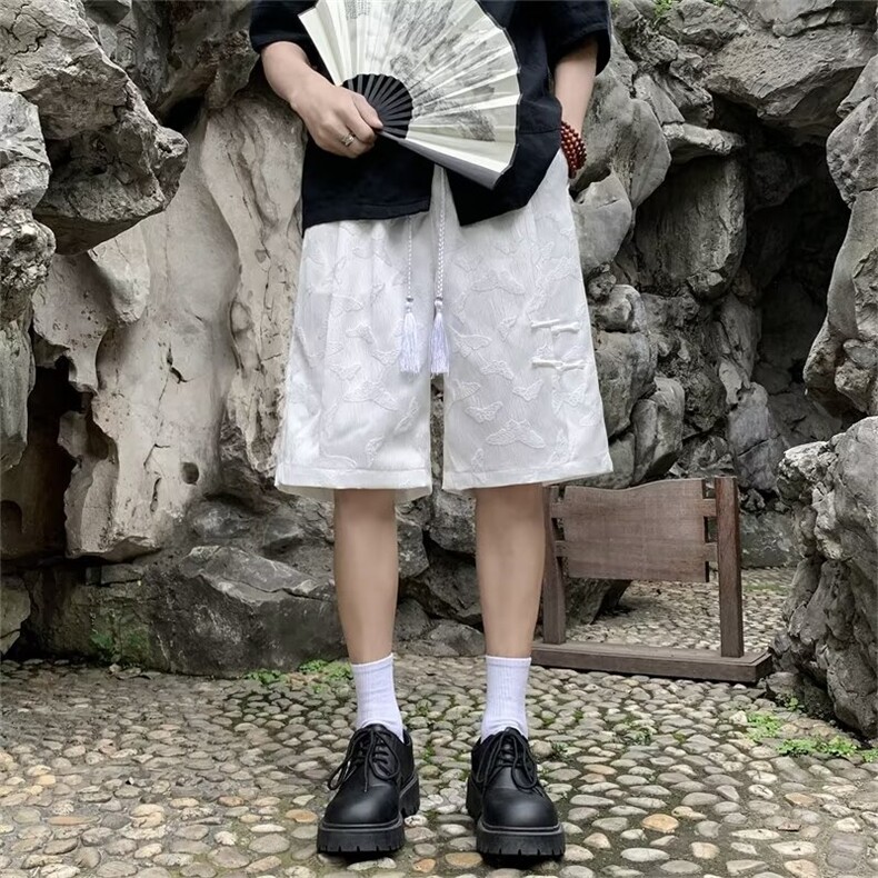 新中式短裤男士夏季潮提花宽松直筒休闲五分裤子D2232,男装牛仔裤,星座1116A-1（原606A）
