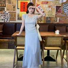法式蕾丝绣花背心套装裙女2025夏季新款甜美减龄T恤半身裙三件套，女装套装/套裙，浙宝305