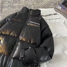 皮棉服男韩版潮流字母印花高街帅2024冬季ins棉衣外套MF145-P113，男装棉衣，星座412-3