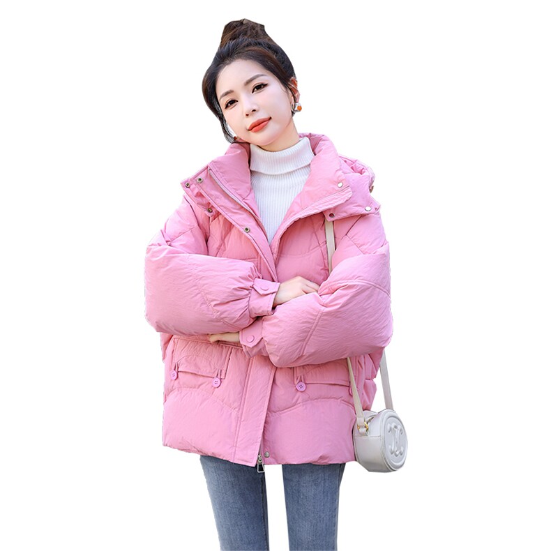 时尚连帽羽绒服女中长款2024冬季新款收腰显瘦加厚保暖白鸭绒外套,女装羽绒服,深水步