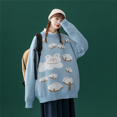 中性风22秋冬趣味图案圆领套头毛衣M01P68控88，男装针织衫/毛衣，A247A